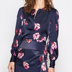joie antonela button-front LS floral Satin Top